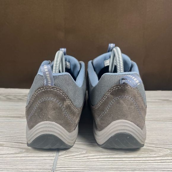 Clarks Brown Suede Blue Mesh Walking Shoe Sneaker Womens 10.5 Wide - Picture 4 of 9